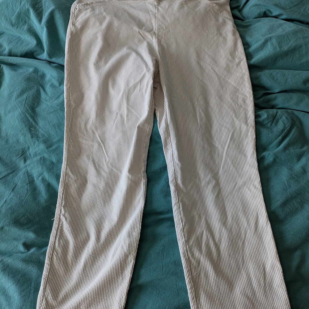 Liz Claiborne Cream Striped Trousers 16